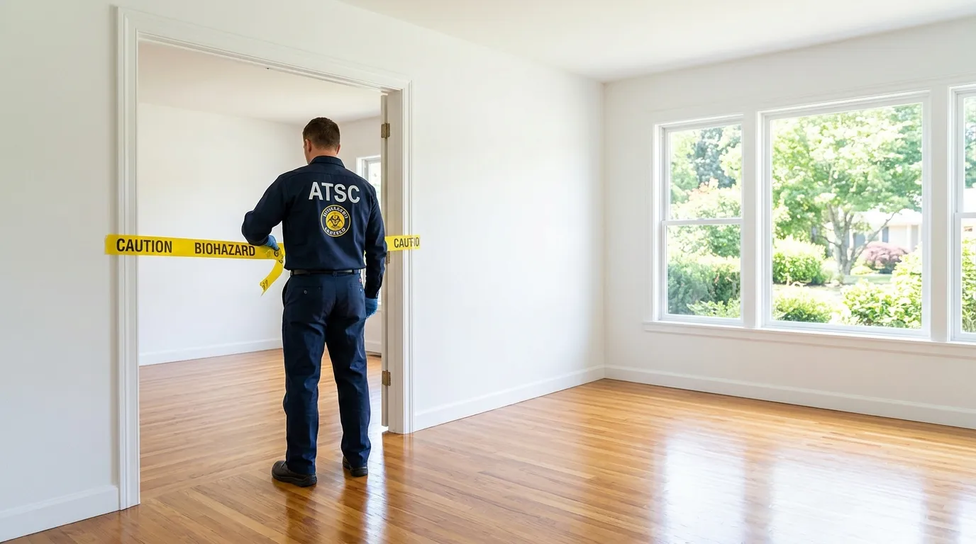 Certified biohazard cleanup crew performing Trauma Scene Cleanup in Webster